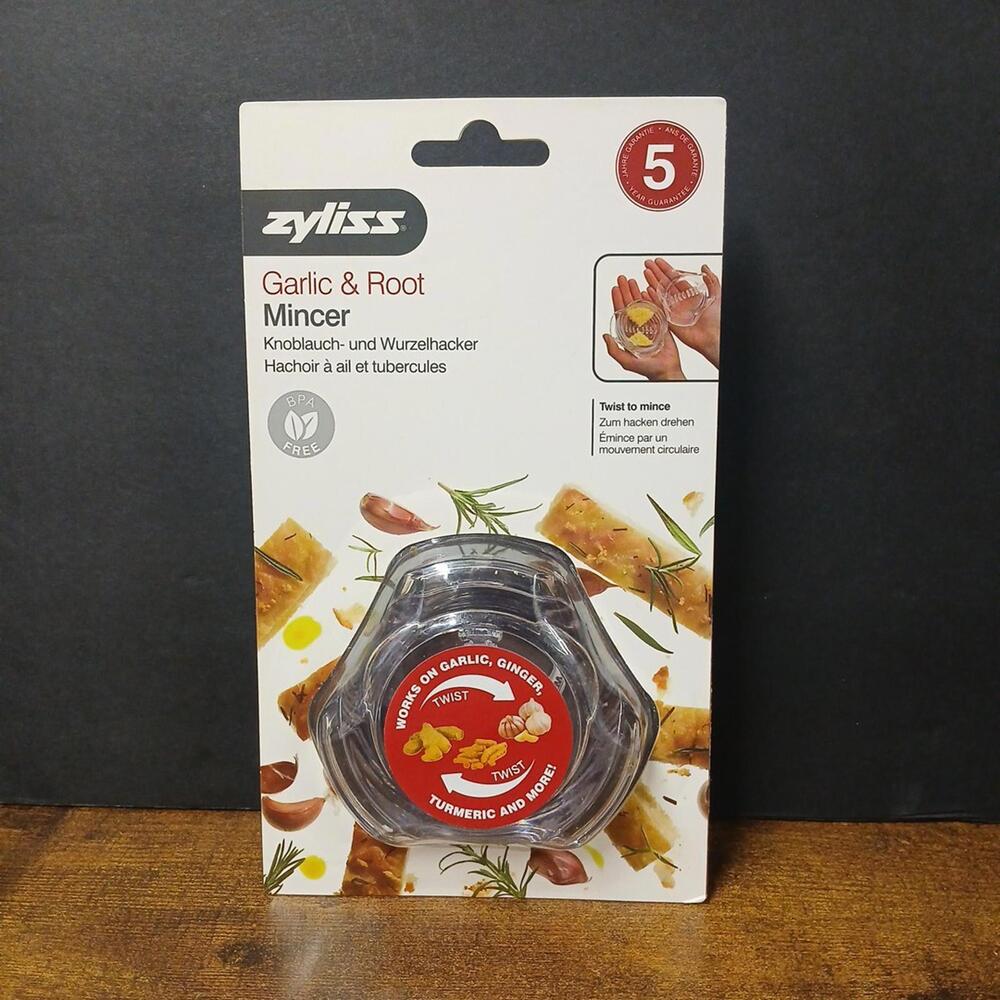 Zyliss Garlic & Root Mincer Clear BPA-FREE Twist Twister Manual Hand Operated